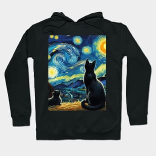 The black cats and the starry night Hoodie